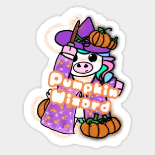 Unicorn with phrase - Pumpkin wizard Sticker